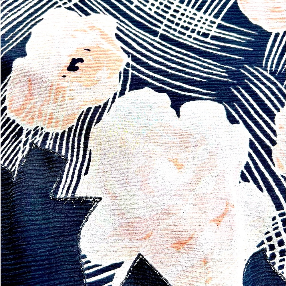 💐 LINDA ALLARD for ELLEN TRACY SILK BLACK FLORAL SKIRT - Picture 6 of 13